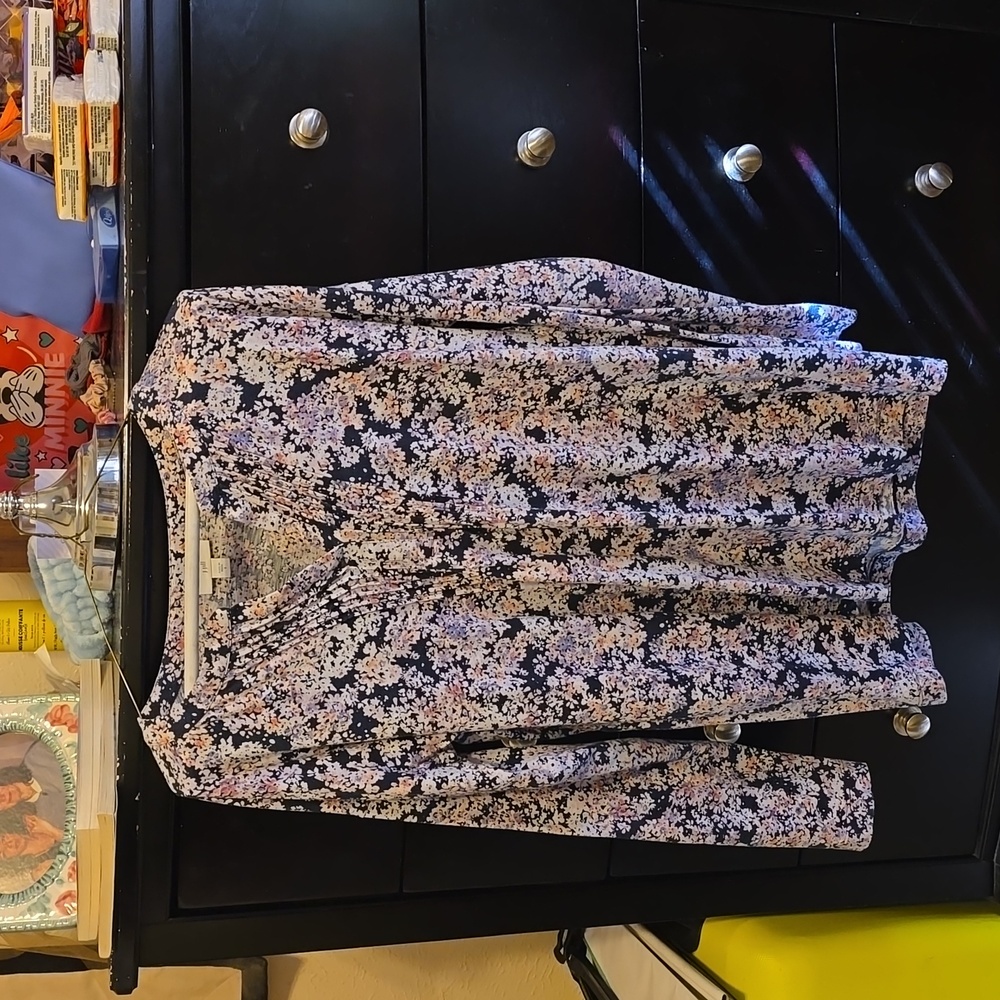 J. Jill Floral Pleated Front Blouse